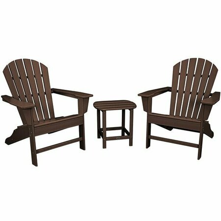 POLYWOOD South Beach Mahogany Patio Set with Side Table and 2 Adirondack Chairs 633PWS1751MA